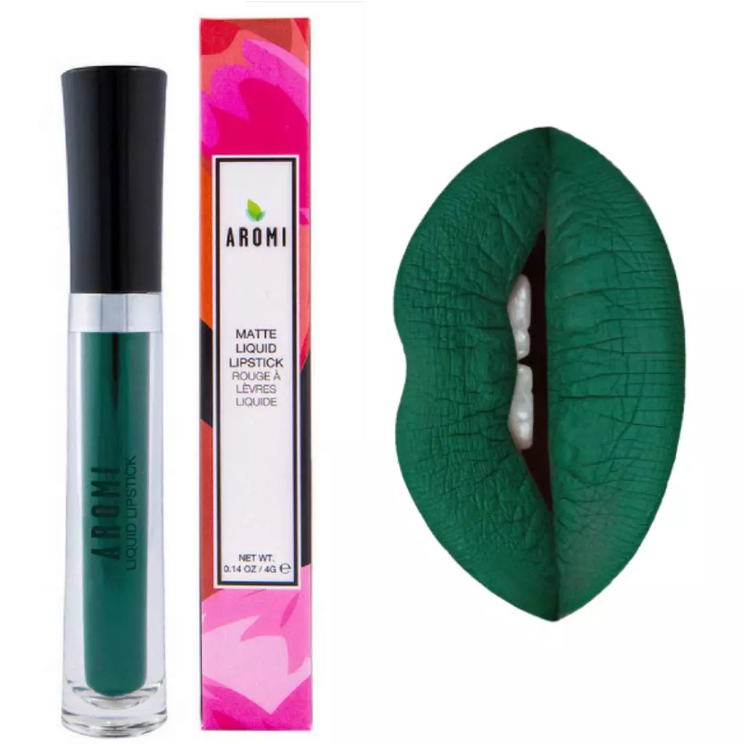 Aromi-Matte-Liquid-Lipstick-Dark-Green-Lipstick-Vegan-Cruelty-free-Gluten-Free-Best-Green-Liquid-Lipstick-Evergreen-Lip-Color