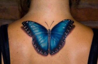 Blue-Realistic-Butterfly-Tattoo-On-Neck-nt61032