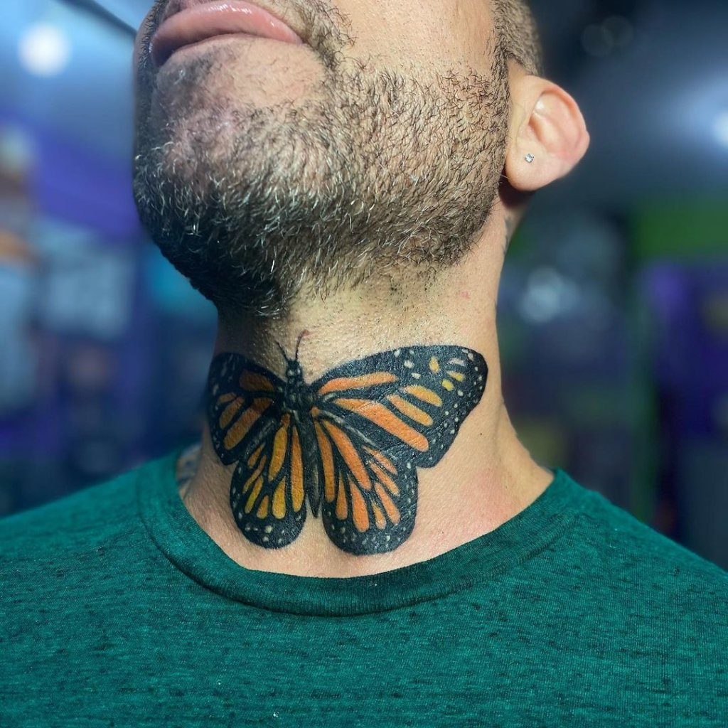 butterfly neck tattoo