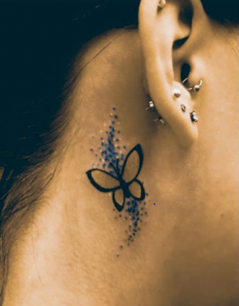 butterfly neck tattoo