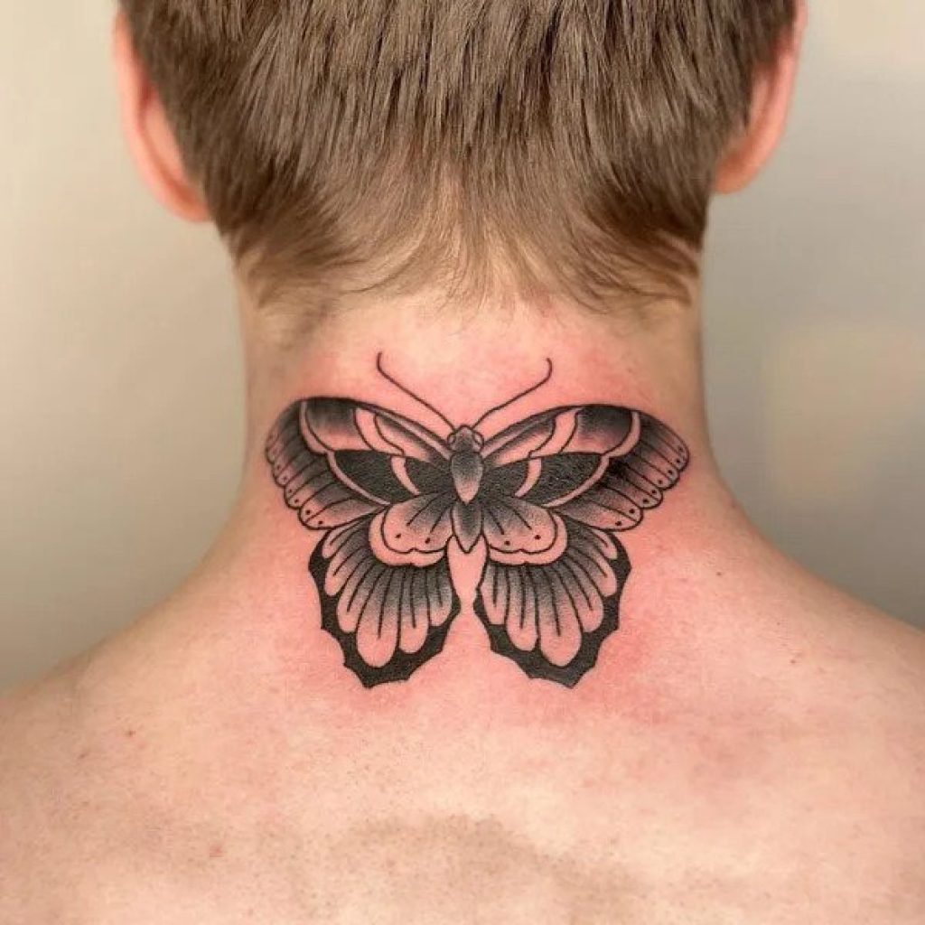butterfly Back neck tattoo