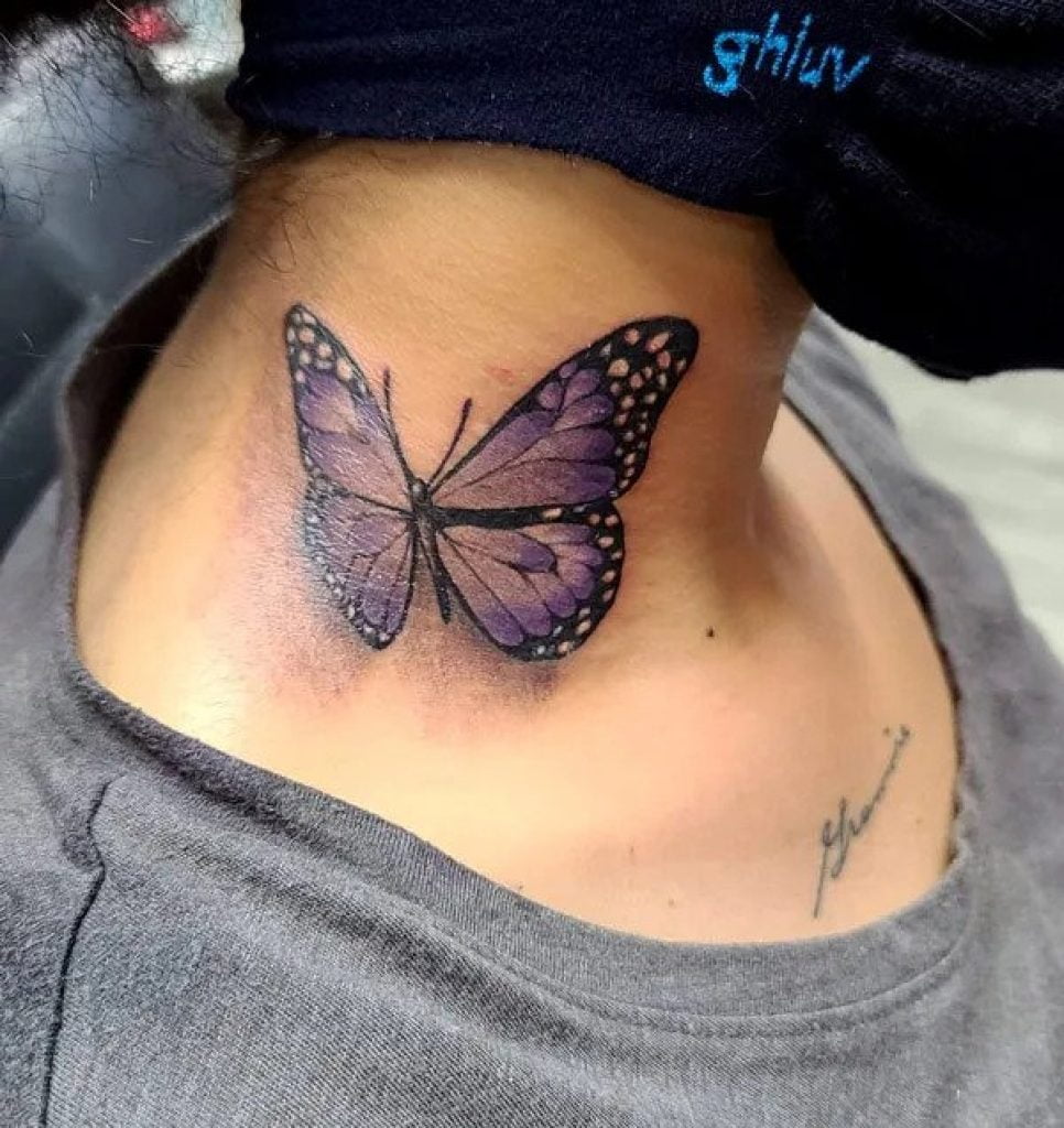 butterfly neck tattoo