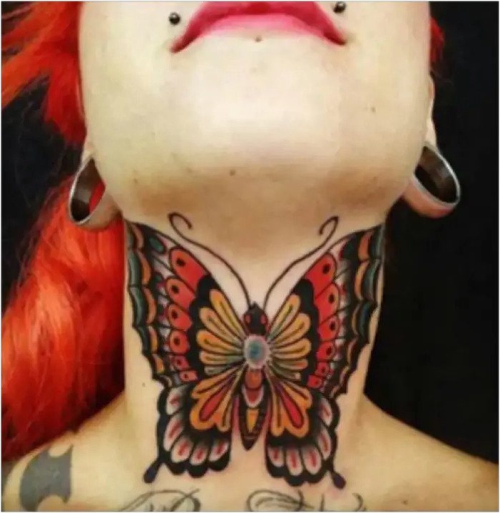 butterfly neck tattoo