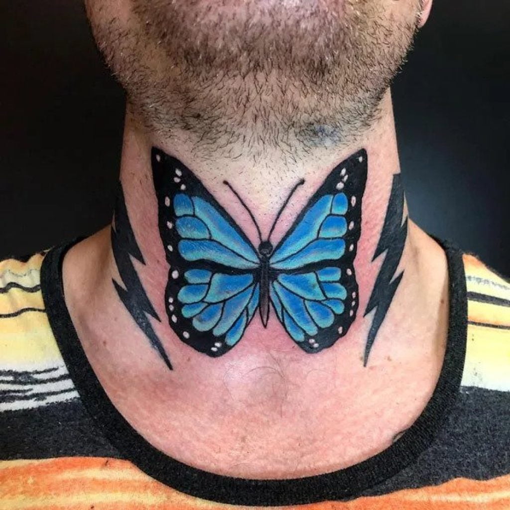 butterfly neck tattoo