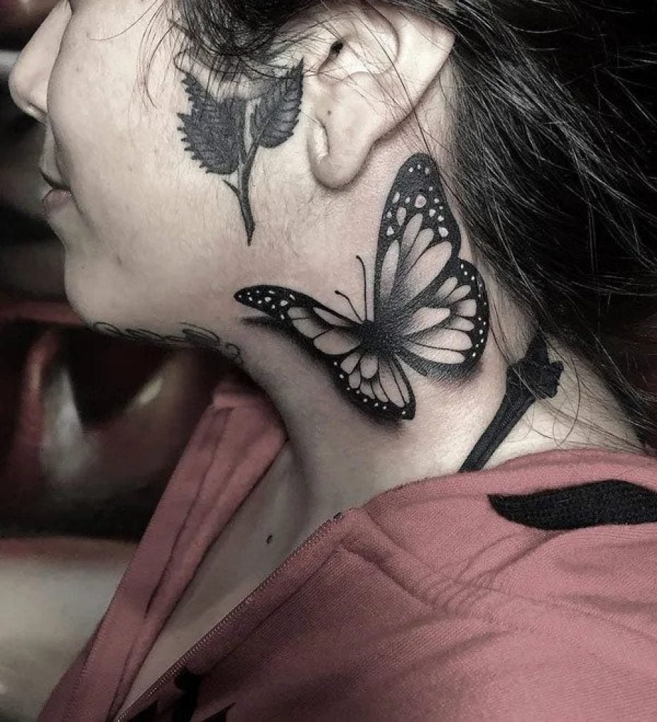 butterfly neck tattoo