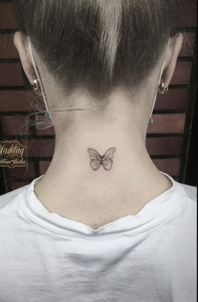 butterfly Back neck tattoo